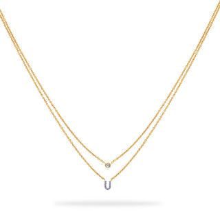 Layered Initial Necklace with Diamonds