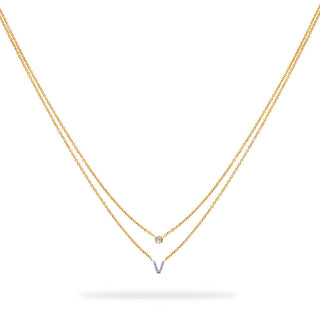 Layered Initial Necklace with Diamonds