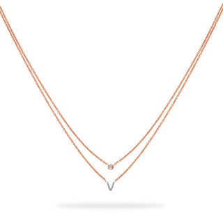 Layered Initial Necklace with Diamonds