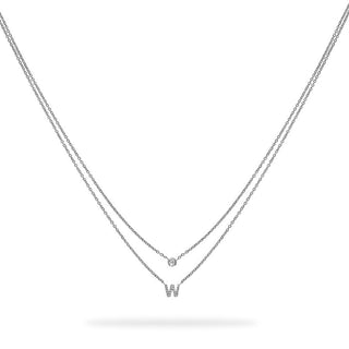 Layered Initial Necklace with Diamonds