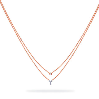 Layered Initial Necklace with Diamonds
