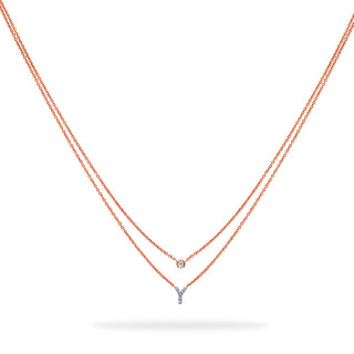 Layered Initial Necklace with Diamonds