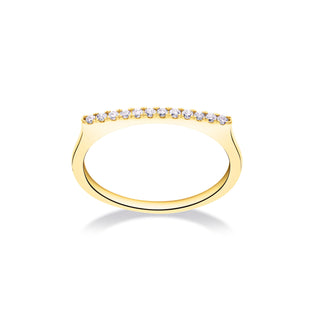 Stapelbare Bar Ring in geel goud met diamanten
