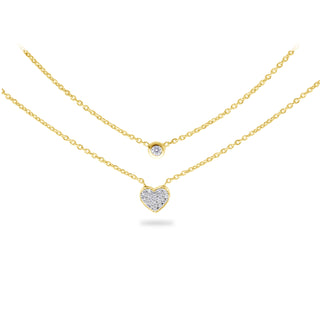 Layered Heart Necklace with Diamonds