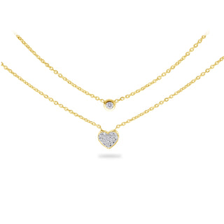 Dubbele hart ketting met diamanten