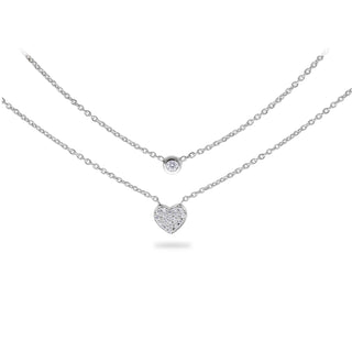 Dubbele hart ketting met diamanten