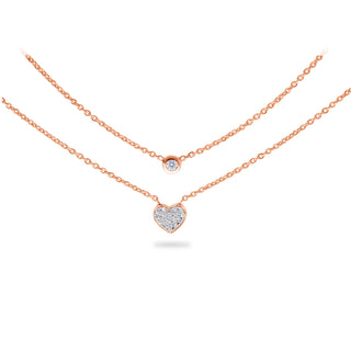 Layered Heart Necklace with Diamonds