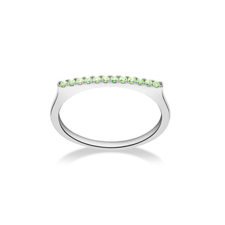 Stackable Bar Ring with Green Garnets