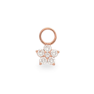 Floral Huggie-bedel in geel goud met diamanten