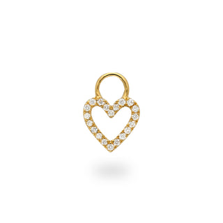 Heart Huggie-bedel in geel goud met diamanten