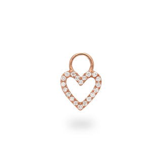 Heart Huggie-bedel in geel goud met diamanten