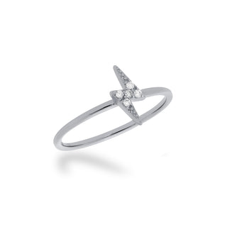 Stackable Lightning Bolt Ring with Diamonds