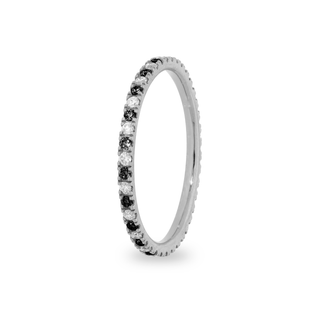 Eternity Stackable Ring with Diamonds & Black Diamonds