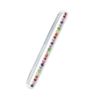 Rainbow Ear Bar in geelgoud met gekleurde edelstenen