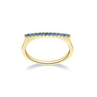 Stapelbare bar ring met blauwe topaas