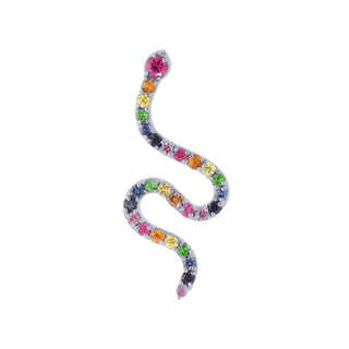 Rainbow Snakey Ear Stud with Coloured Gemstones