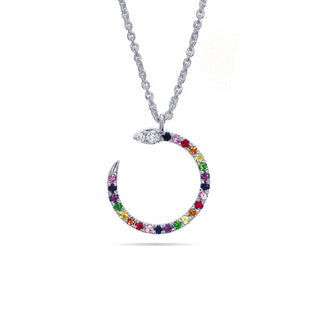 Rainbow Snakey Necklace with Diamonds & Coloured Gemstones