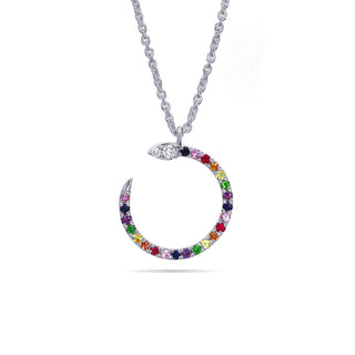 Rainbow snakey ketting met diamanten en gekleurde edelstenen