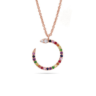 Rainbow Snakey Necklace with Diamonds & Coloured Gemstones