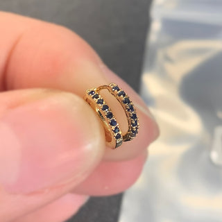 Dual Eternity Midi Huggies with Diamonds & Blue Sapphire