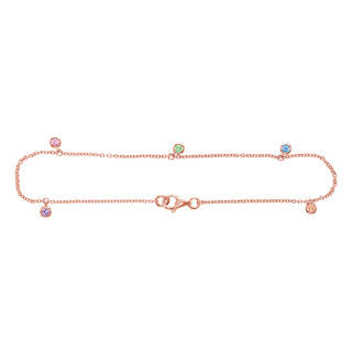 Dots Ankle Bracelet with Coloured Gemstones