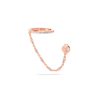 Enkele Ovale Ear Cuff met diamanten ketting in geelgoud