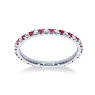Eternity Stackable Ring with Diamonds & Pink Sapphires