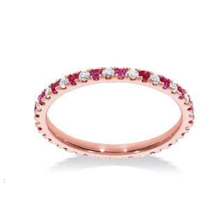 Eternity Stackable Ring with Diamonds & Pink Sapphires