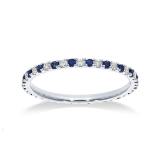 Eternity stapelbare ring met diamanten en blauwe saffieren