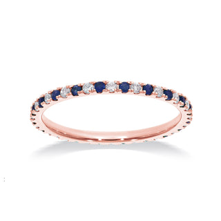 Eternity stapelbare ring met diamanten en blauwe saffieren