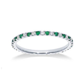 Eternity Stackable Ring with Diamonds & Emeralds