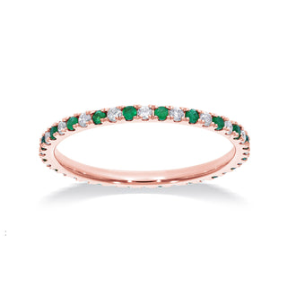 Eternity Stackable Ring with Diamonds & Emeralds