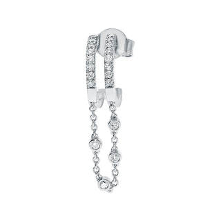 Double Illusion Huggie Ear Stud with Bezel Chain