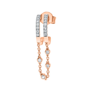 Double Illusion Huggie Ear Stud with Bezel Chain