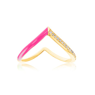 Heart Enamel Ring with Diamonds