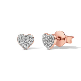 Heart Ear Studs with Diamonds