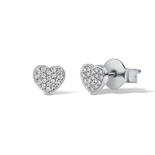 Heart Ear Studs with Diamonds