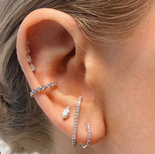 Quadruple Pear Piercing with Diamonds