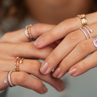 Stackable Bar Ring with Pink Sapphires