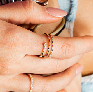 Regenboog slangenring met diamanten en gekleurde edelstenen