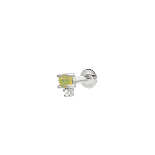 Opaal en diamanten piercing