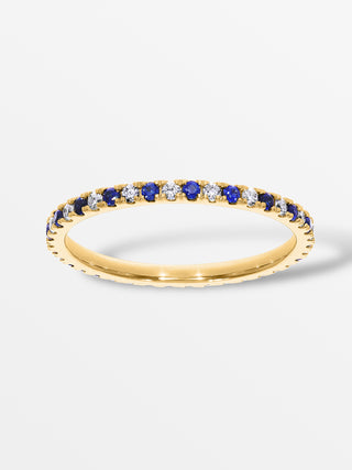 Eternity stapelbare ring met diamanten en blauwe saffieren