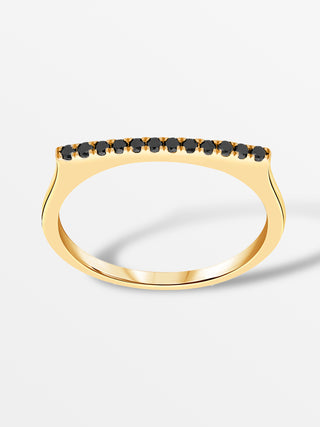 Stackable Bar Ring with Black Diamonds