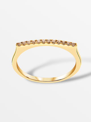 Stapelbare bar ring met bruine diamanten