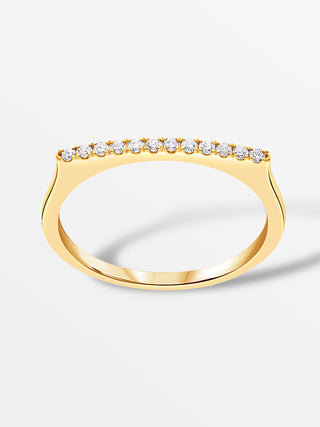 Stapelbare Bar Ring in geel goud met diamanten