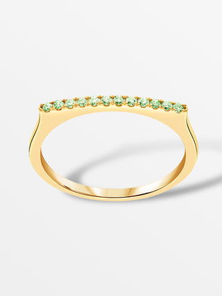 Stapelbare bar ring met groene granaten