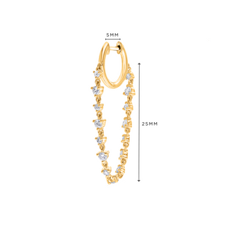 Single Huggie with Diamond Chain