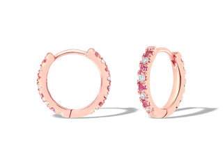 Eternity Midi Huggies with Diamonds & Pink Sapphires