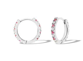 Eternity Midi Huggies with Diamonds & Pink Sapphires