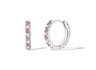 Eternity Midi Huggies with Diamonds & Pink Sapphires
